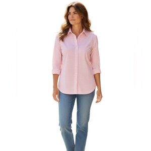 Garnet Hill striped casual button up long sleeve shirt
